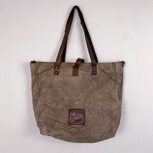 Campomaggi Southwestern Print Canvas and Leather Tote Bag